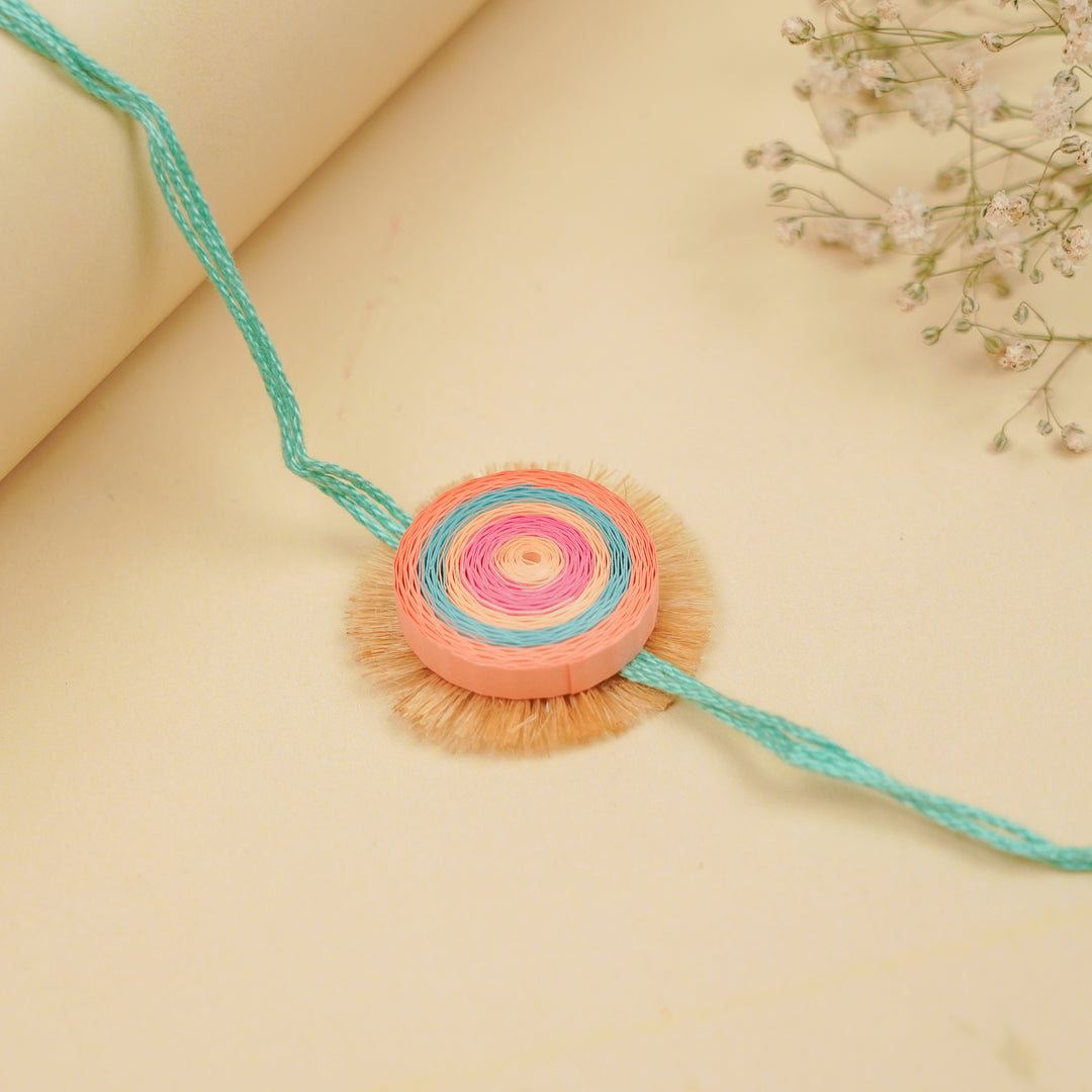 Handmade Paper Quilled Pastel Hues Bhaiya Bhabhi Rakhi With Roli Chawal | Set Of 2