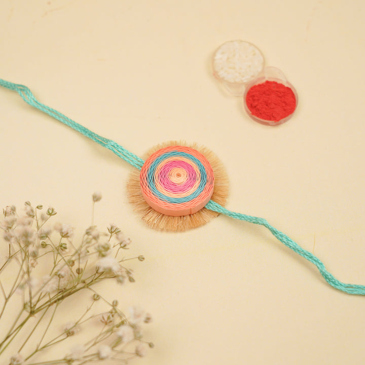 Handmade Paper Quilled Pastel Hues Bhaiya Bhabhi Rakhi With Roli Chawal | Set Of 2