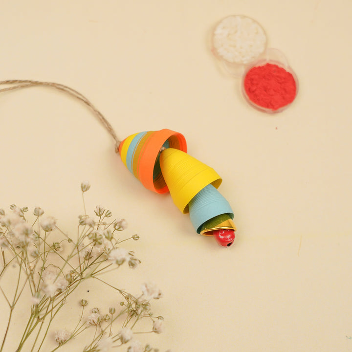 Handmade Paper Quilled Rainbow Hues Bhaiya Bhabhi Rakhi With Roli Chawal | Set Of 2