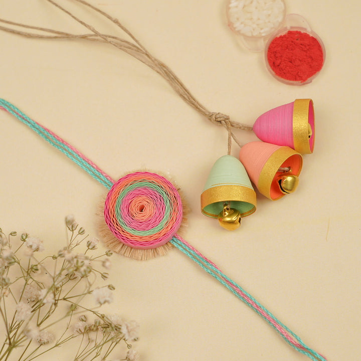 Handmade Paper Quilled Candy Theme Bhaiya Bhabhi Rakhi With Roli Chawal | Set Of 2