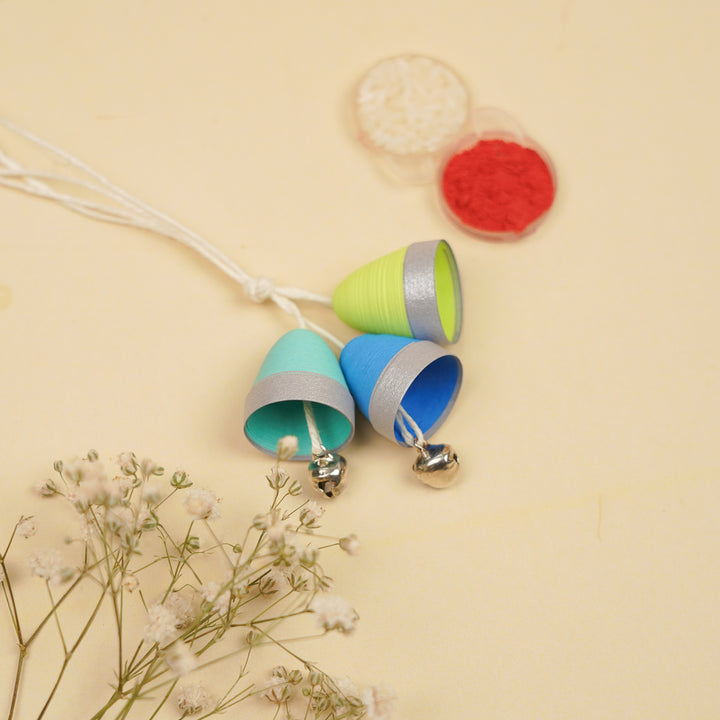 Handmade Paper Quilled Blue & Green Lagoon Bhaiya Bhabhi Rakhi With Roli Chawal | Set Of 2