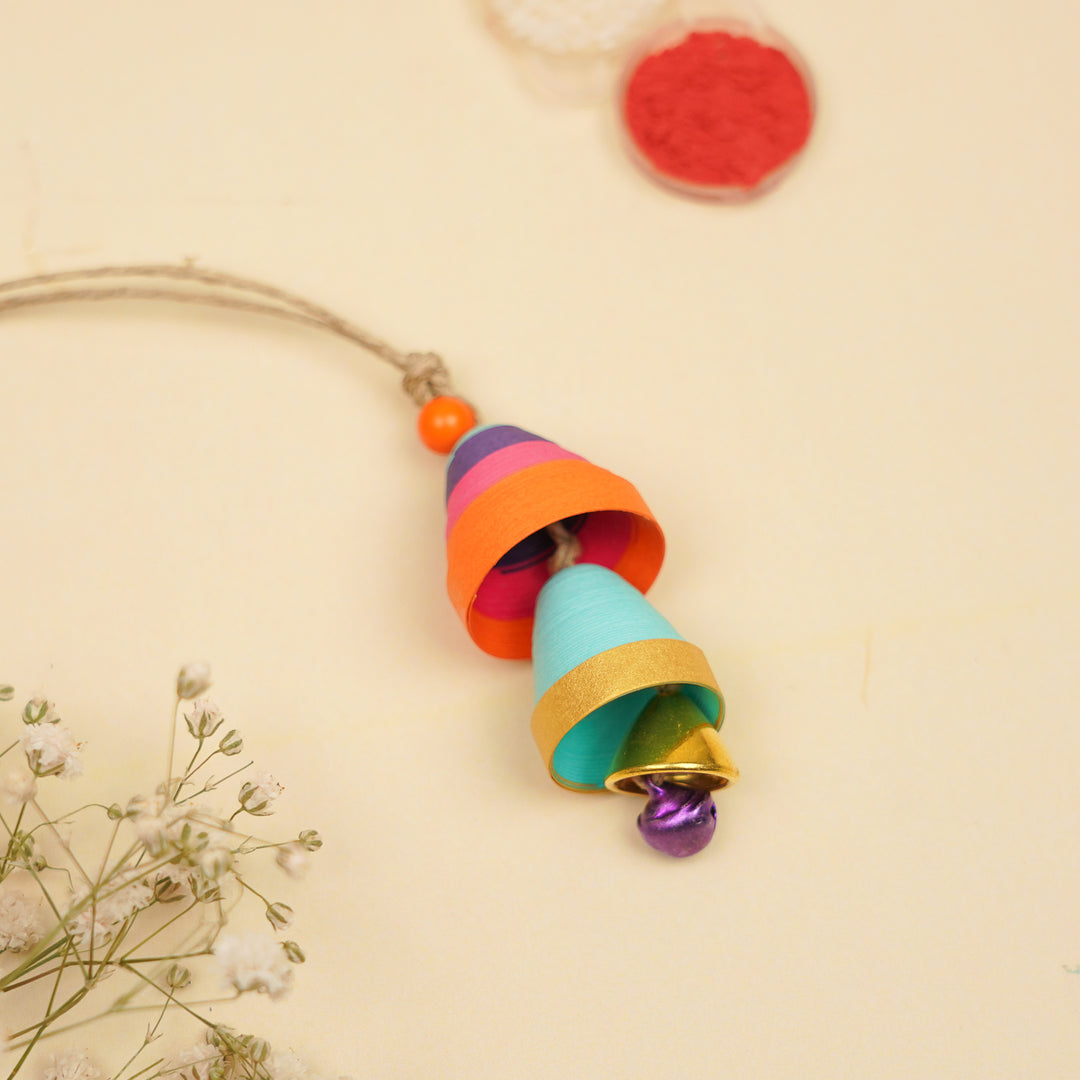 Handmade Paper Quilled Multicolour Bhaiya Bhabhi Rakhi With Roli Chawal | Set Of 2