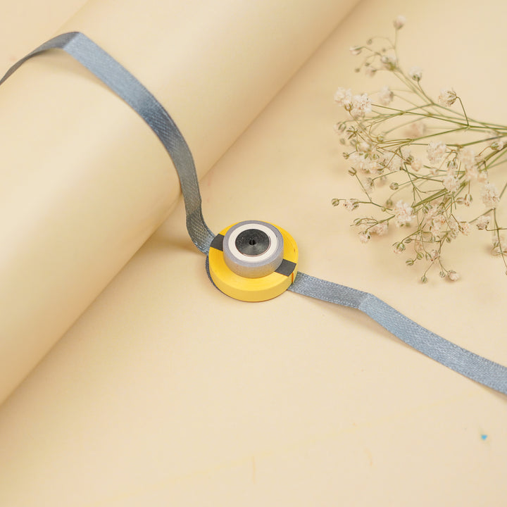 Handmade Paper Quilled Minion Theme Kids Rakhi With Roli Chawal