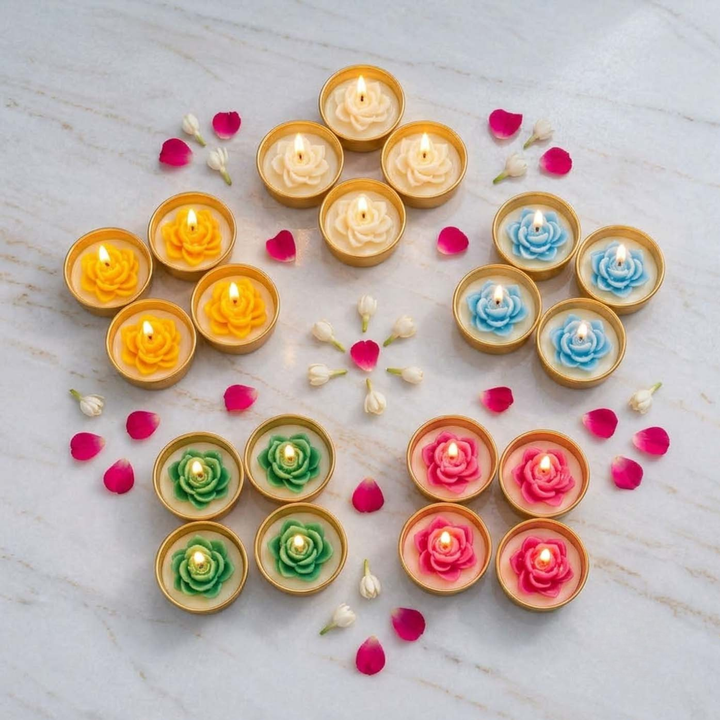 20 pc | Lotus Soy Wax Tealight Candle With Iron Holder