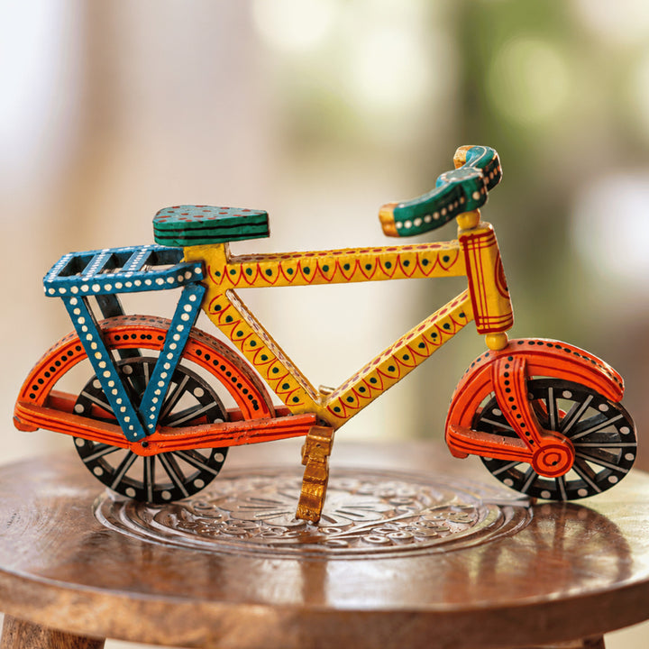 Handmade Bright Coloured Bicycle Wooden Golu Toy For Festive Decor