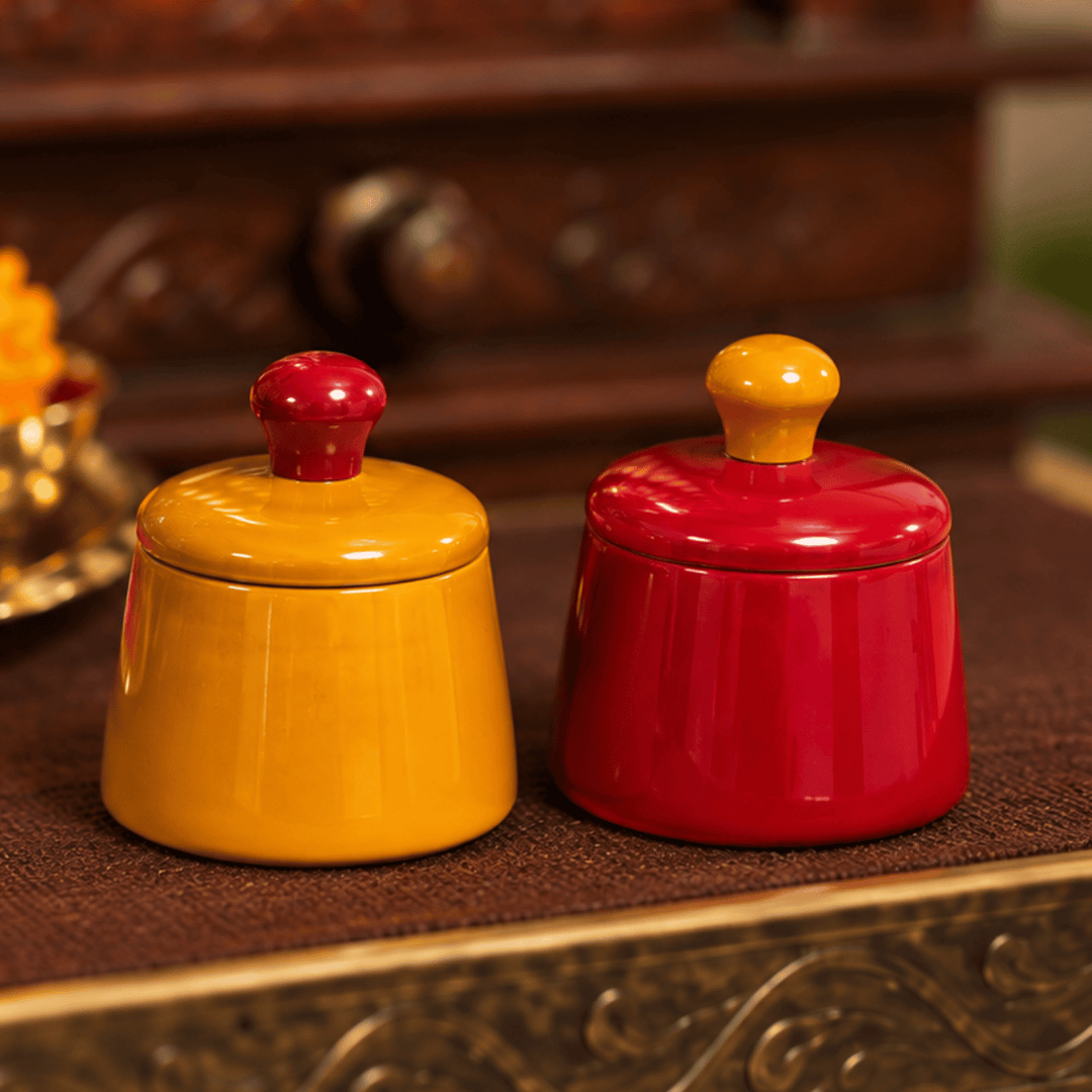 Traditional Wooden Roli Chawal/Haldi Kumkum Holder For Puja And Festive Gifting