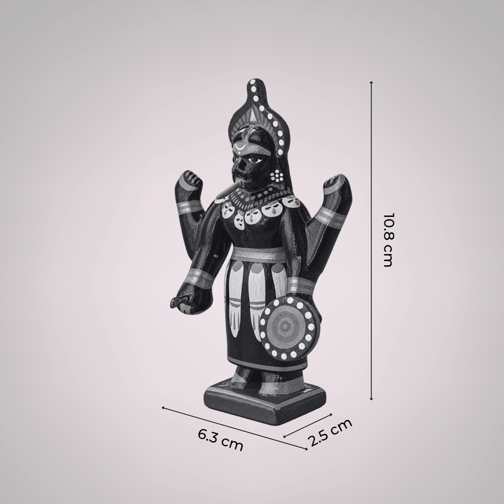 Handmade Standing Kali Wooden Golu Doll Toy For Festive Decor