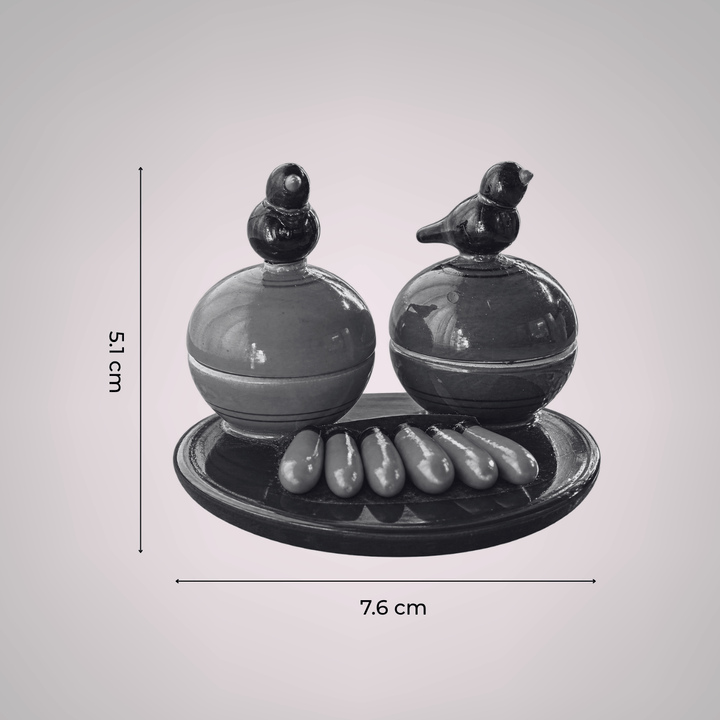 Handmade Tamboolam Bird Wooden Kumkum Holder For Festive Golu Decor