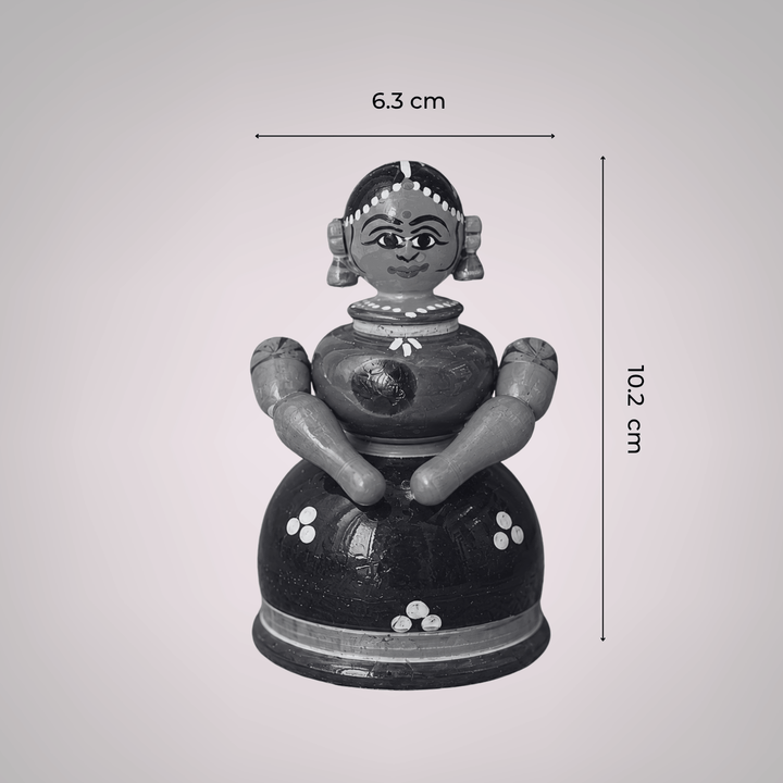 Handmade Woman Small Wooden Golu Doll Toy For Festive Decor