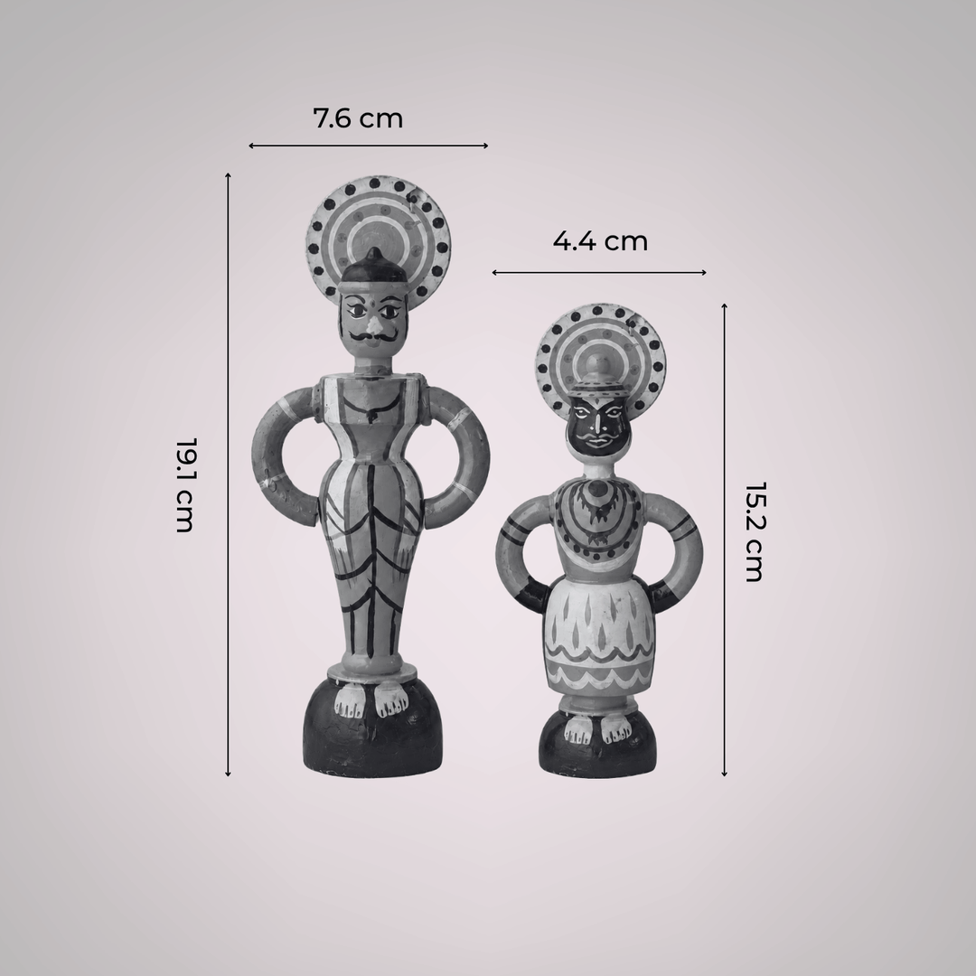 Set of 2 | Handmade Kantara Wooden Golu Doll Toys For Festive Decor