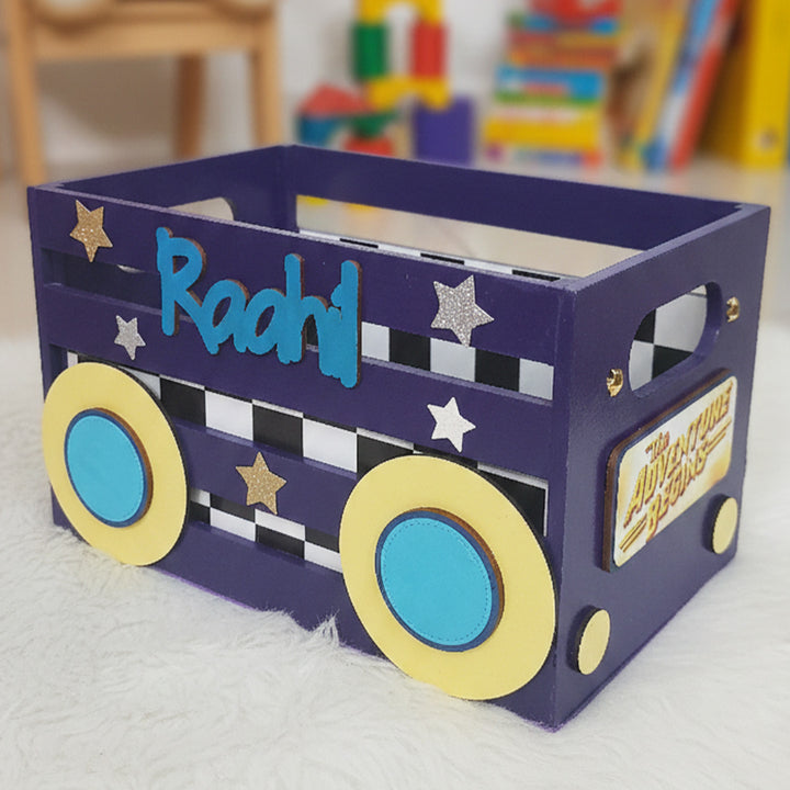 Purple Bus Personalized Handmade Book Box