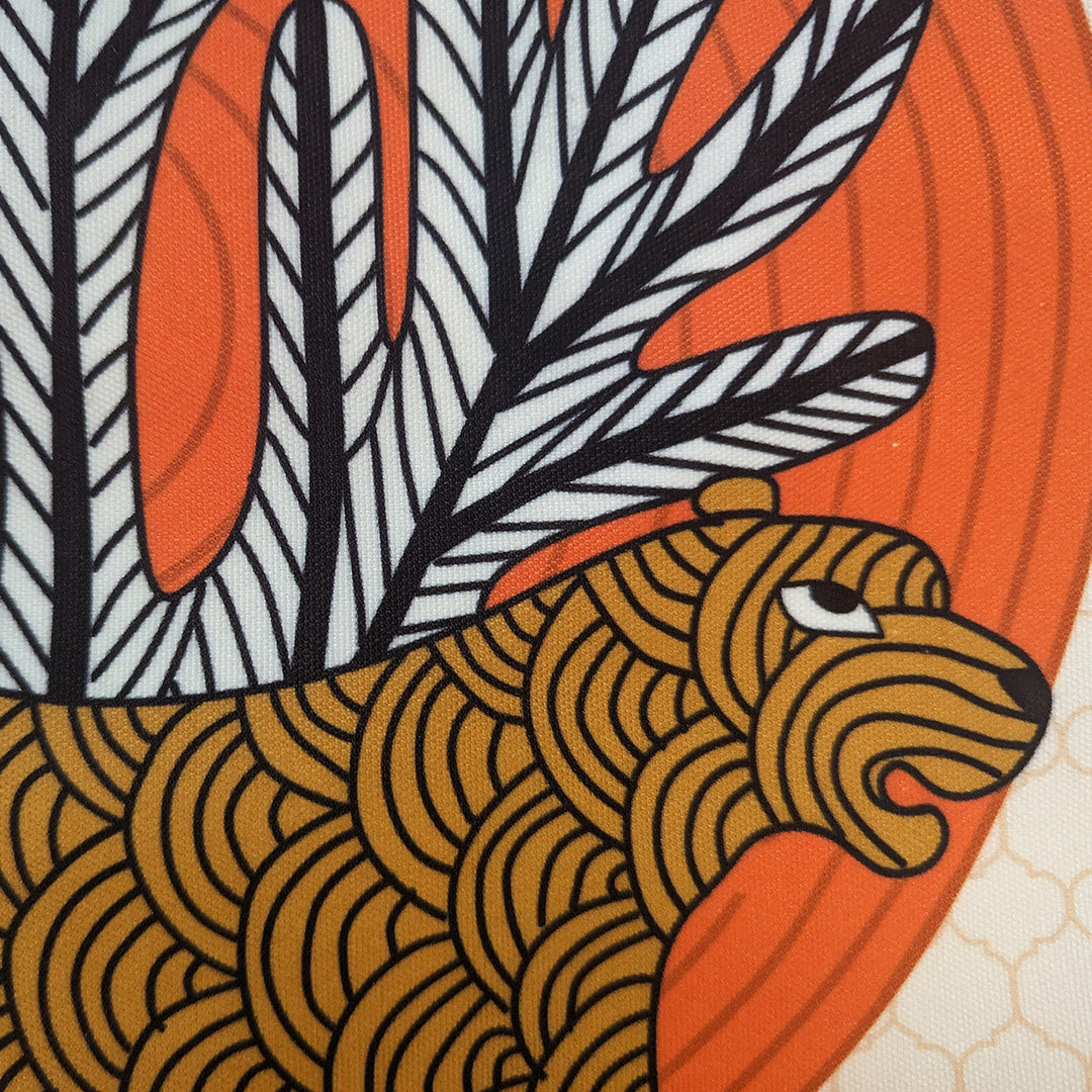 16 Inch | Printed Gond Jungle Delight Cushion Cover