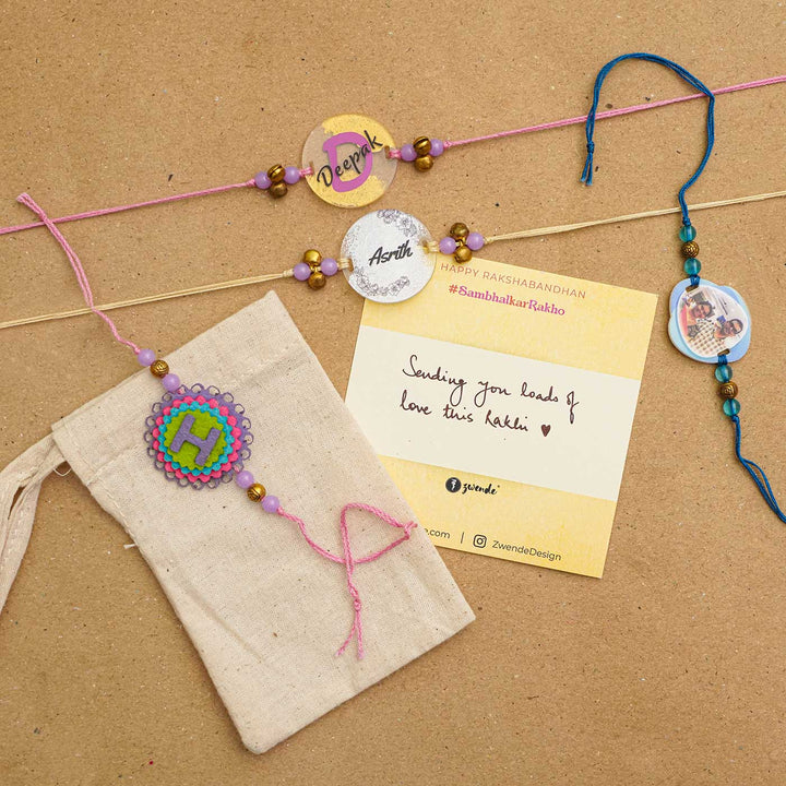 Personalized Handmade Burger & Fries Acrylic Kids Rakhi With Roli Chawal