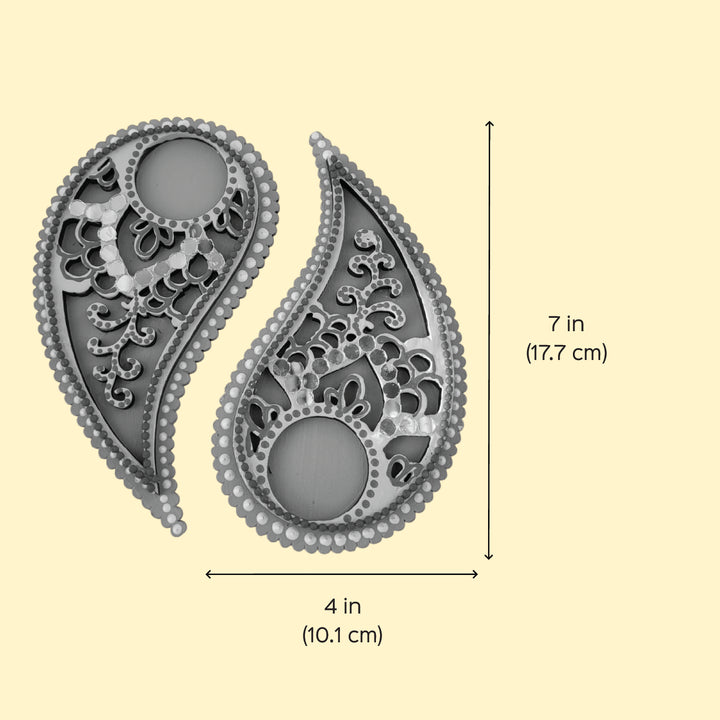 Hand-Painted Mirror Work Paisley Shaped MDF Wood Tealight Holder | Set Of 2