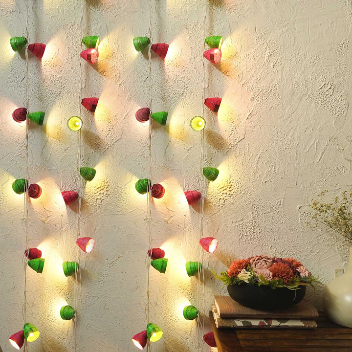 Upcycled Newspaper Indian Fairy Lights - Multicolour
