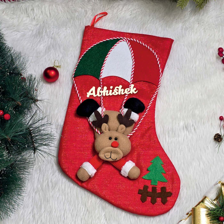 Personalized Handmade Parachute Crew Reindeer Stocking