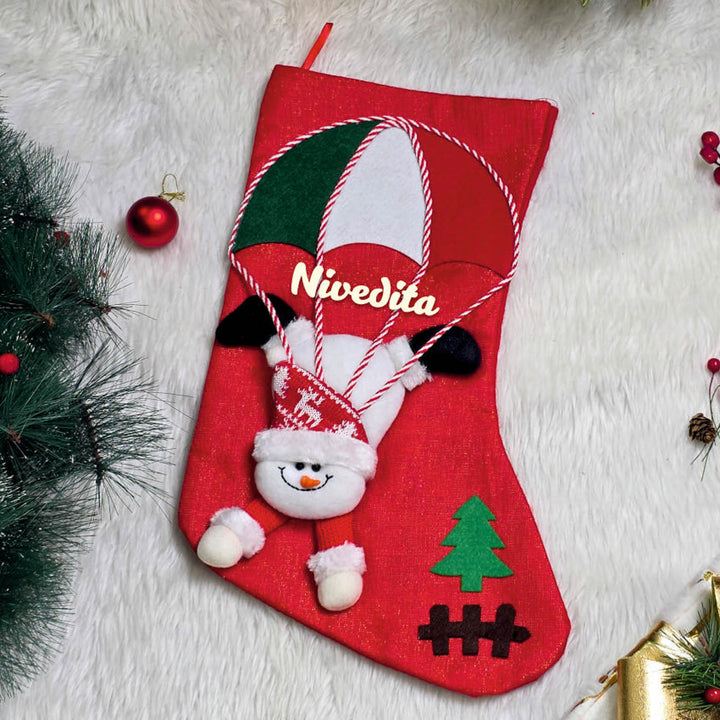 Personalized Handmade Parachute Crew Snowman Stocking