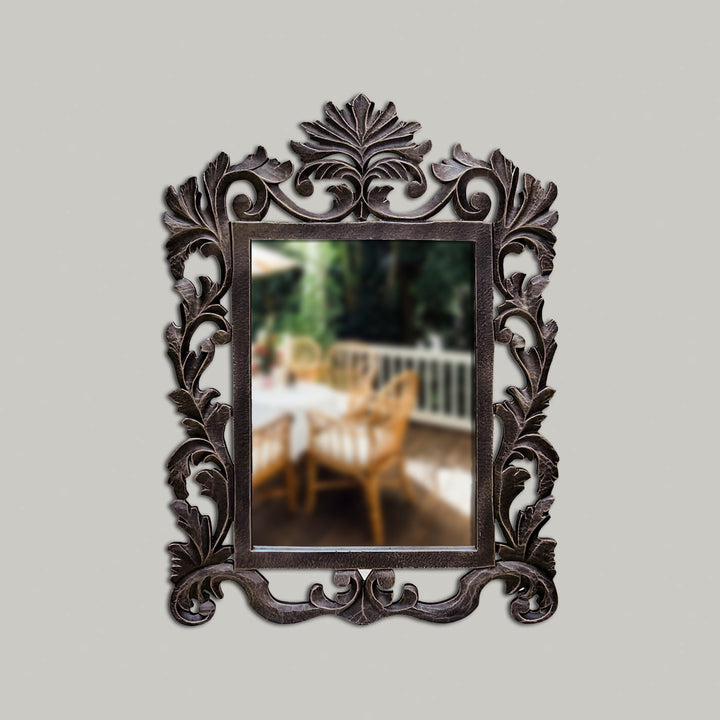 Handpainted Rectangle Wooden Mirror | 17.7 x 22 Inches