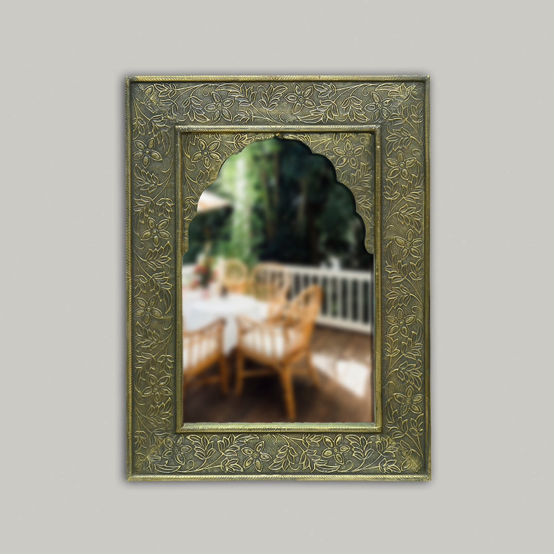 Handpainted Rectangle Wooden Mirror | 17.5 x 23.5 Inches
