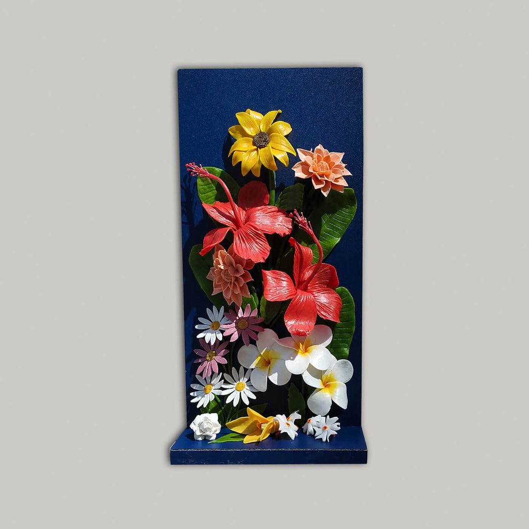 Handcrafted Personalized Floral Bouquet With Wooden Base - Zwende