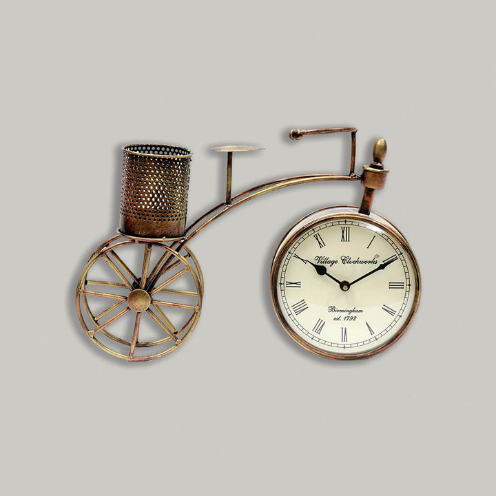 Handcrafted Iron Pen Stand & Table Clock - Zwende