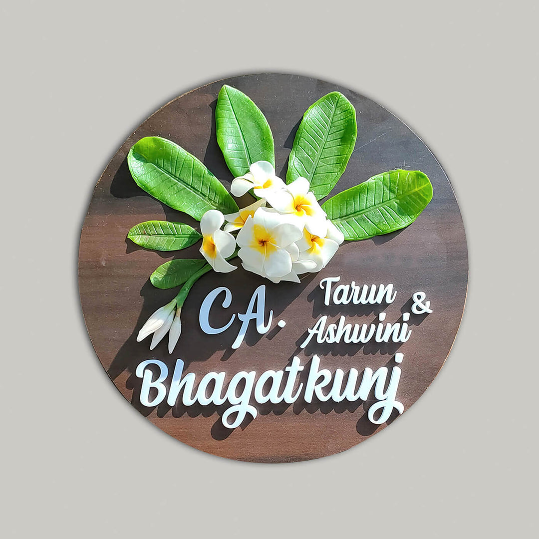 Handcrafted Personalized Chafa Wooden Round Nameplate