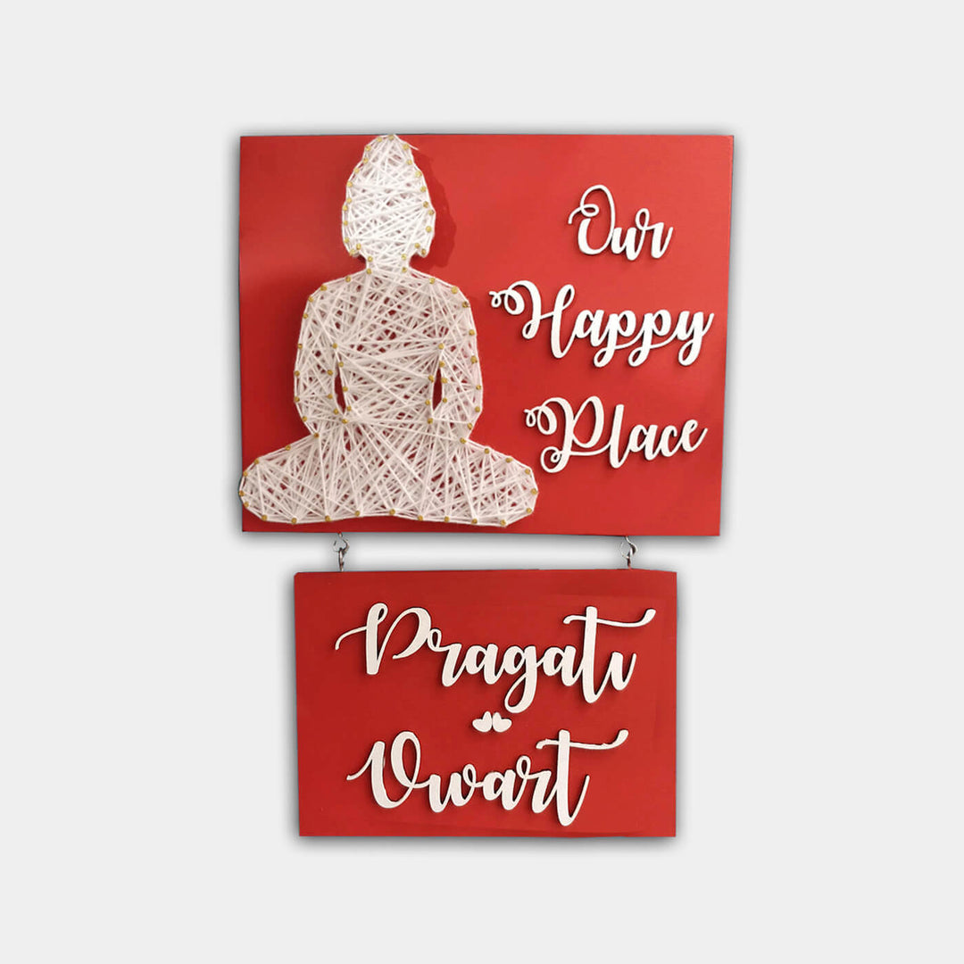 "Our Happy Place" Buddha Jar String Art Personalised Name Plate