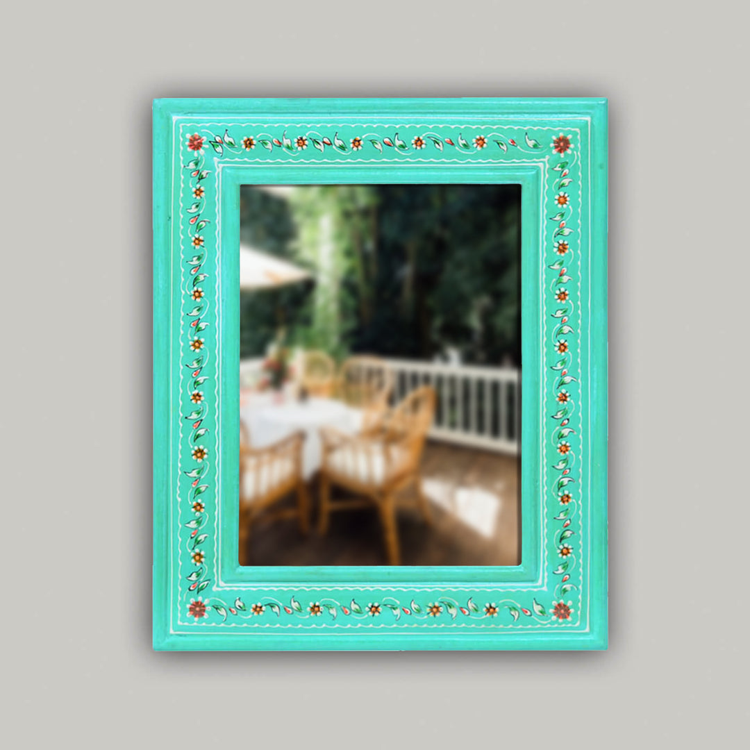 Handpainted Rectangle Wooden Mirror | 13 x 16 Inches