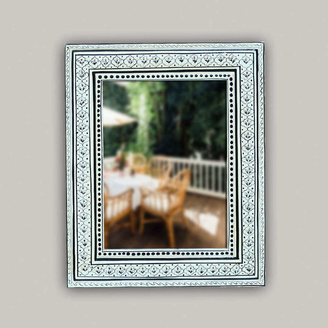 Handpainted Rectangle Wooden Mirror | 13 x 16 Inches