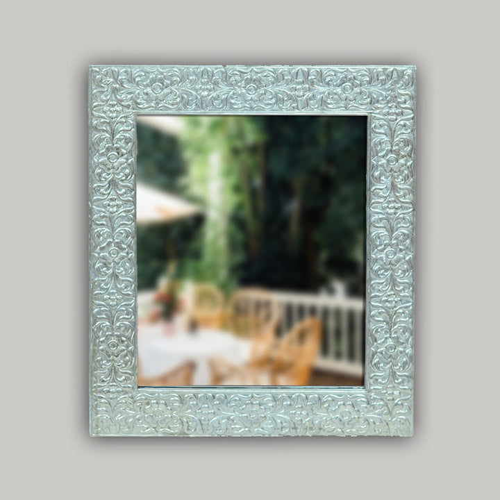 Handpainted Rectangle Wooden Mirror | 13.5 x 15.5 Inches