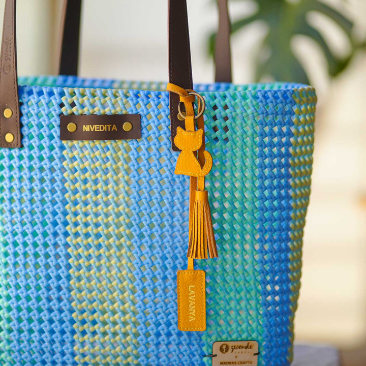 Pastel Stripes Handmade Wire Koodai Tote Bag