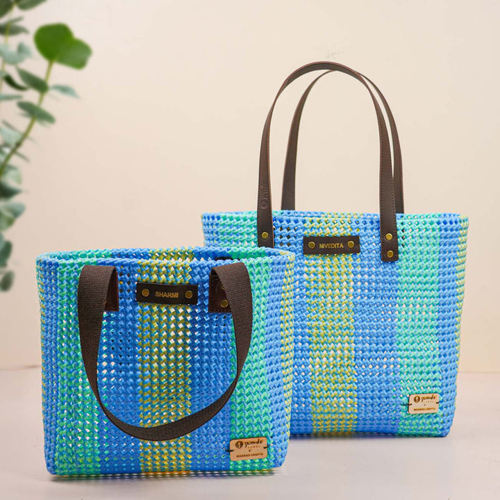 Pastel Stripes Handmade Wire Koodai Tote Bag