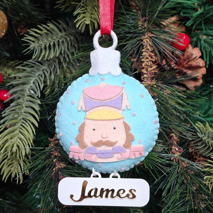 Personalized Handmade Pastel Nutcracker Felt Ornament