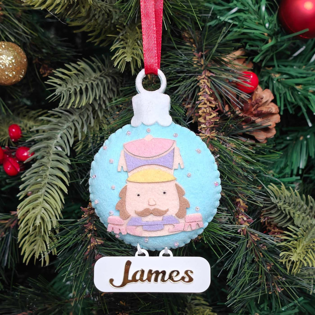 Personalized Handmade Pastel Nutcracker Felt Ornament