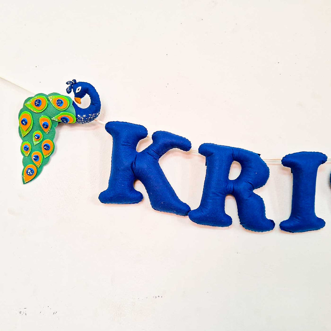 Personalized Peacock And Deer Themed Felt Bunting For Kids - Name Personalization Example Hanging