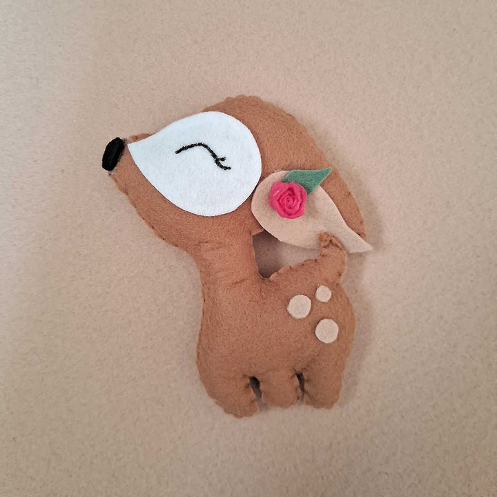 Personalized Peacock And Deer Themed Felt Bunting For Kids - Front View on Solid Background