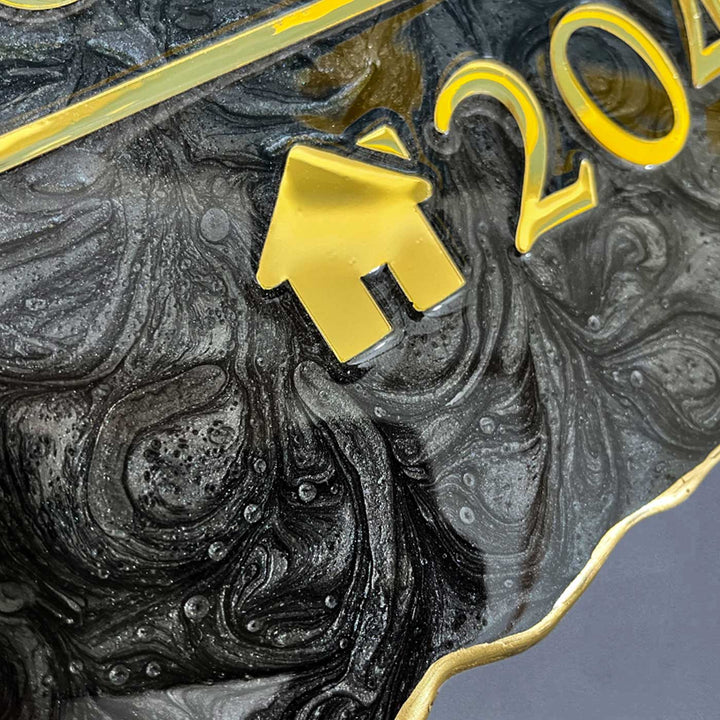 Personalized Resin Metallic Golden And Black Name Plate
