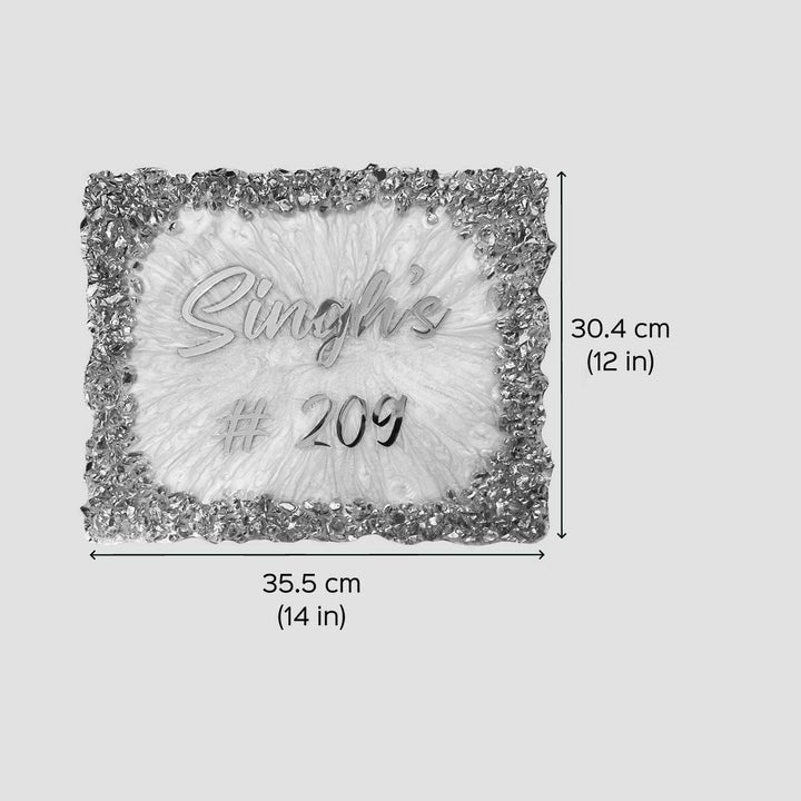 Personalized Resin White & Gold Crystals Theme Name Plate