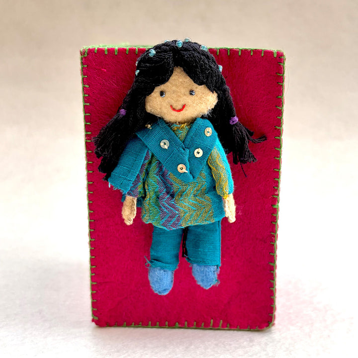 Handmade Pink & Green Pen Stand with Detachable Veera Doll
