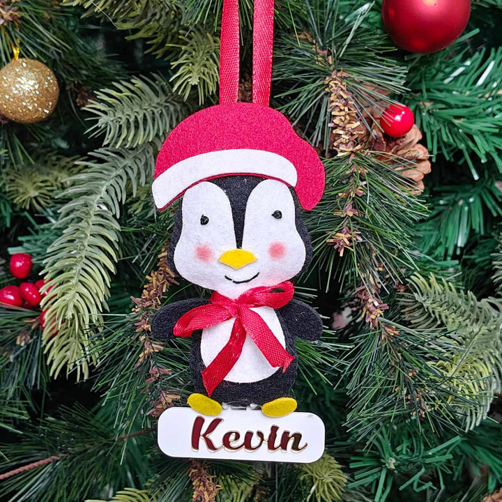 Personalized Handmade Penguin Joy Felt Ornament