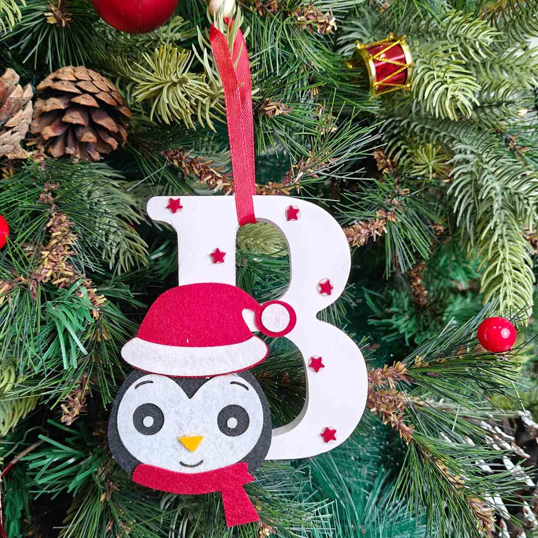 Handmade Penguin Monogram Charm Ornament
