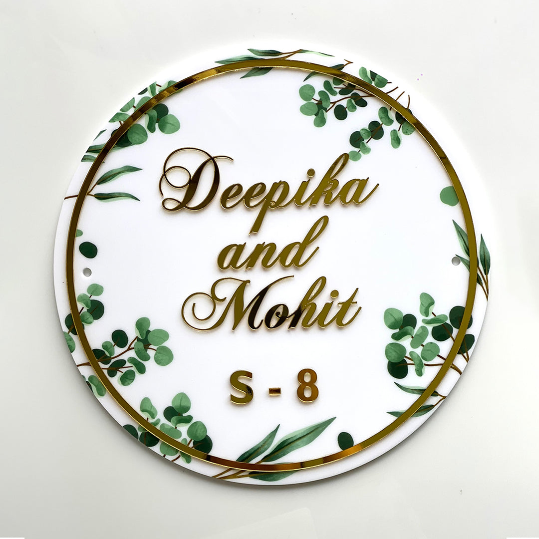 Personalised Acrylic Floral Round Nameplate