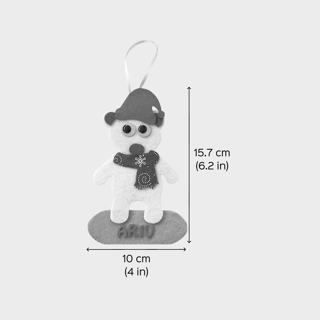 Personalized Bear Felt Ornament For Christmas Tree Decoration