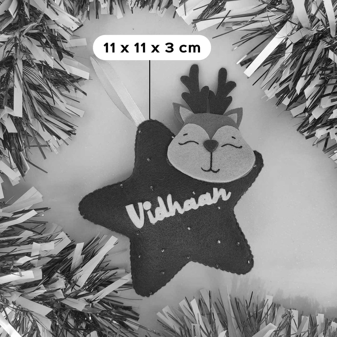 Personalized Star & Reindeer Felt Ornaments For Christmas Tree Decoration