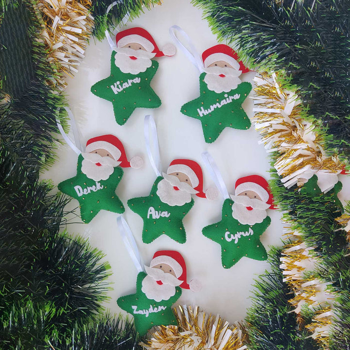 Personalized Star & Santa Felt Ornaments For Christmas Tree Decoration