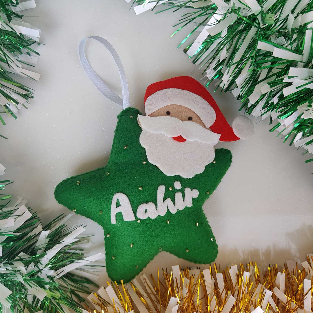 Personalized Star & Santa Felt Ornaments For Christmas Tree Decoration