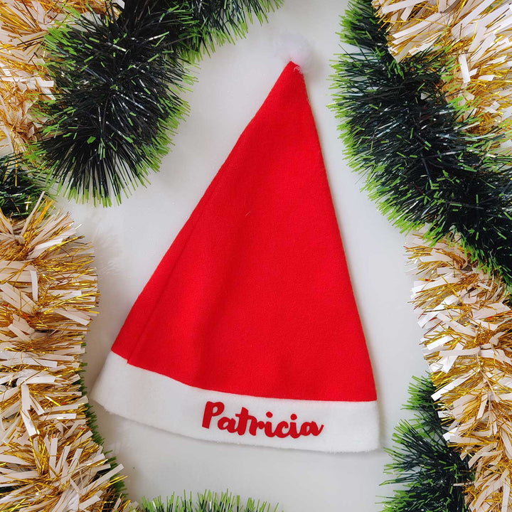 Personalized Kids Felt Santa Cap For Christmas Tree Decoration