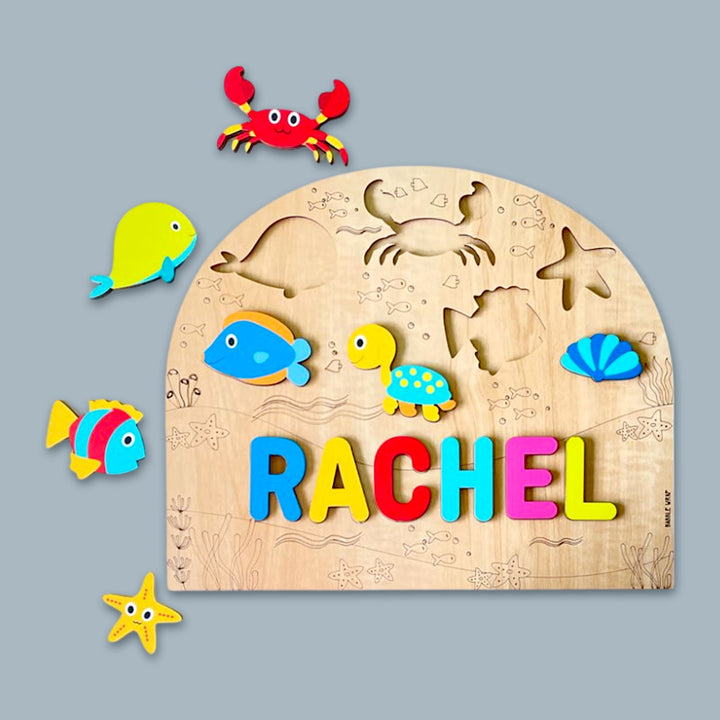 Personalized Sea Creatures Theme Wooden Puzzle