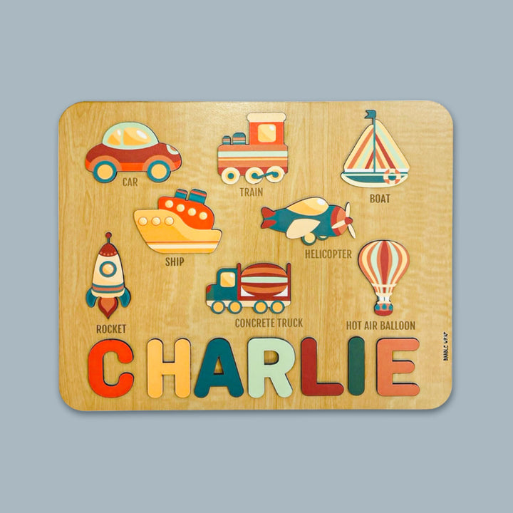Personalized Transport Theme Wooden Puzzle