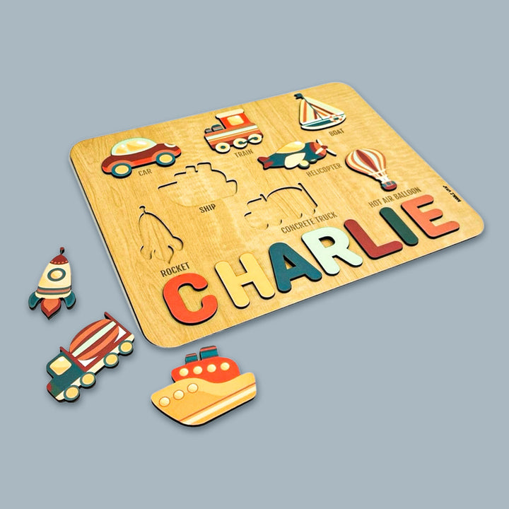 Personalized Transport Theme Wooden Puzzle